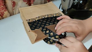 How to make Jute Bag  DIY jute Bag DIY Tiffin Bag How to make Handbag Jute Bag [upl. by Esmond840]