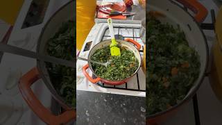 Cooking Callaloo straight from my backyard garden cooking food foodie [upl. by Garrott]