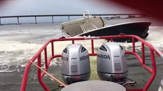 Parbuckling a 27 catamaran by Stuart Florida causeway [upl. by Rehm]