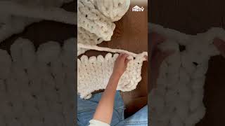 How to Hand Knit a Chunky Blanket 🧶 [upl. by Ayinat]