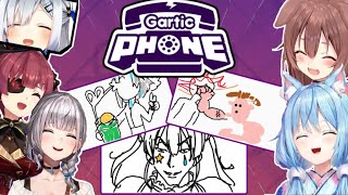 Gartic Phone collab highlights ft Korone Marine Noel Kanata amp Lamy【Hololive  ENG SUB】 [upl. by Letnohs288]