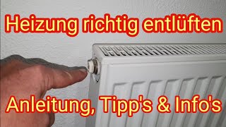 Heizung richtig entlüften  Anleitung Tipps Infos  Heizkörper macht Geräusche am Ventil [upl. by Nellac]