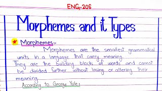 Morphemes and it Types ENG206 4thsememster pu [upl. by Ettennek]