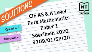 Question 4 CIE AS amp A Level Pure Mathematics Paper 1 Specimen 2020 970901SP20 [upl. by Wileen]