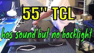 TCL 55s405 tv STUCK SCREEN removal for Led Backlight replacement [upl. by Jereld429]