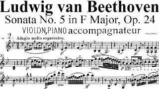 Beethoven Violin Sonata No 5 in F Major Op 24 2nd movement Adagio  Grand Piano Accompaniment [upl. by Cicero226]