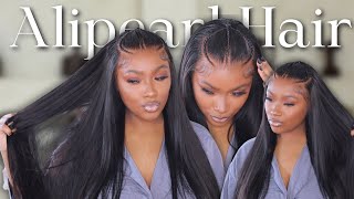 🔥😍SUPER CUTE NATURAL LOOKING PREBRAIDED READY TO GO WIG INSTALL USING ADHESIVE TAPE Alipearl Hair [upl. by Nanis]