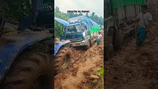 Tractor heavy driver mahindra pulls truck offroad [upl. by Inobe]