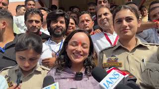 BJP celebrate Shagun Parihar victory Shagun speaks after winning Kishtwar seat defeating Kichloo [upl. by Olnton]