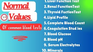 MLTquestionworld Laboratory Normal Values [upl. by Renick]