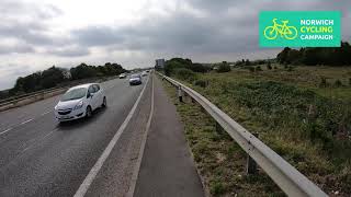 Cycling into the city from the east  The NDR junction and Yare viaduct [upl. by Putnam]