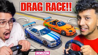 I CHALLENGE NotGamerFleet FOR A SUPER CARS DRAG RACE 😱 FORZA HORIZON 5  LOGITECH G29 [upl. by Olnee242]