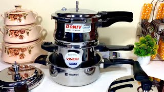 🤔Konsa Cooker Kharide Vinod Platinum triply cooker Bergner triply cooker Doniv titanium cooker [upl. by Omissam]