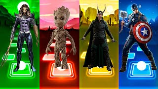 Aquaman VS Groot VS Loki VS Captain America  Tiles Hop Edm Rush [upl. by Skricki570]