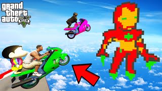 FRANKLIN TRIED IMPOSSIBLE IRON MAN RAMP JUMP PARKOUR CHALLENGE GTA 5  SHINCHAN and CHOP [upl. by Perkoff]