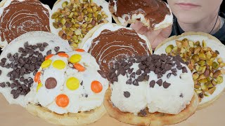 ASMR Cannoli Ice Cream Waffles Reeses Pieces Candy Chocolate Chip Pistachio Dessert Mukbang [upl. by Aimahs]