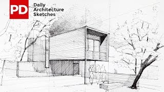 Drawing Tetra House  Daily Architecture Sketches 9 [upl. by Yup]