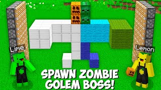 How to SPAWN SECRET MUTANT BOSS GOLEM  ZOMBIE in Minecraft  LEMON AND LIME MAKE MOB [upl. by Akemet866]