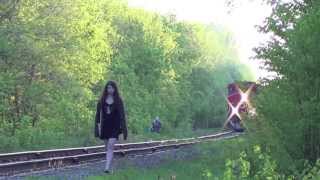 Strange Ottawa Girl walks along tracks on CN RAIL as a train approaches Ottawa trains [upl. by Ancalin]