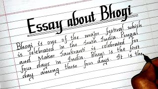 Essay writing about bhogi  essay Writing  neat and clean handwriting handwriting [upl. by Nnylf]