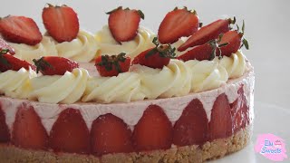 🍓Cheesecake de frutilla SIN HORNO  FÁCIL Y DELICIOSO🍓  Elu Sweets [upl. by Aholla]