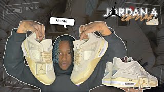 OffWhite x Jordan 4 Sail  DHgate Unboxing and Review [upl. by Nalyac652]