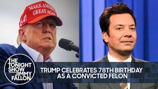 Trump Celebrates 78th Birthday as a Convicted Felon Biden and Trumps Rival Fundraisers in London [upl. by Atnuahs]