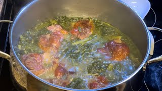 How to Cook Turnip and Mustard Greens Seasoned with Smoked Turkey Tails [upl. by Hopkins583]