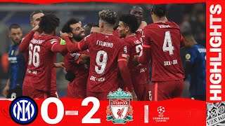 Highlights Inter 02 Liverpool  Fantastic Firmino header amp Salah seals advantage in Milan [upl. by Aidiruy]