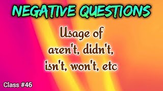 Learn English through Tamil Class 46 Negative questions [upl. by Lee]