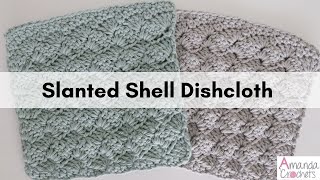 Slanted Shell Dishcloth  Easy Crochet Dishcloth Tutorial [upl. by Gabriellia380]