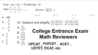 College Entrance Exam Math Reviewer Part 4 UPCAT PUPCET USTET ACET DCAT etc [upl. by Halyahs790]