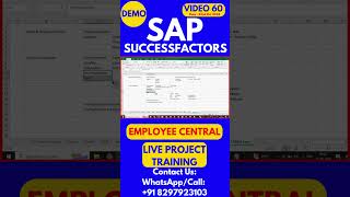 SAP SuccessFactors Employee Central Training Video 60 22nd Oct 2024 sapsuccessfactorstraining [upl. by Woodcock]