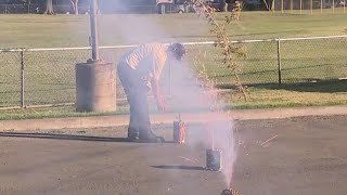 Officials show the community how to safely light fireworks provide tips [upl. by Ronile693]