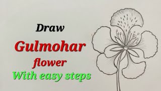 Gulmohar flower drawing Delonix regia flower drawing draw Royal poinciana flower गुलमोहर का फूल [upl. by Moguel417]