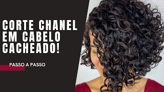 CORTE CHANEL DE BICO EM CABELO CACHEADO  PASSO A PASSO MUITO FÁCIL [upl. by Leirol]