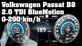 Volkswagen Passat B8 20 TDI BlueMotion DSG acceleration 200 kmh 2014 [upl. by Disini]