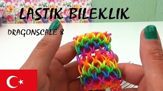 Lastik bileklik yapimi Dragonscale 8  DIY Türkce  Lastikten bilezik nasil yapilir  basit yapimi [upl. by Rabkin]