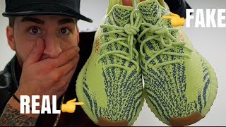 IM DONETHESE FAKES ARE EXACT COPIESYEEZY FROZEN YELLOW REAL VSFAKECRAZY [upl. by Nadruoj669]