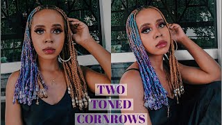 MIDDLE PART FEED IN CORNROWS 3 LAYERS TWO TONED [upl. by Earb292]