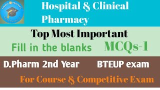 Hospital And Clinical Pharmacy MCQs DPharm 2nd Year dpharma exam pharmacist [upl. by Nesiaj]