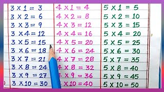 Table of 3 4 and 5  Table of 3  Table of 4  Table of 5  Maths Tables  Tables  rsgauri [upl. by Fantasia860]