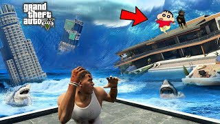 Biggest Tsunami Attack In Gta 5😱  Franklin amp Shinchan Tsunami Survival Gta 5 Tamil  CMD Gaming 20 [upl. by Enialehs]