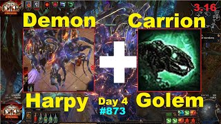 Demon Harpy  Carrion Golem  Carnage Chieftain  Breaks The Game in 316 Scourge League Poe  873 [upl. by Nohshan]