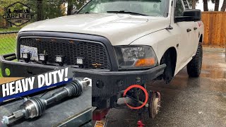 TrakMotive HD Extended Travel CV Axle Install amp Overview  DiyHow To Dodge Ram 2010 37s [upl. by Feucht]