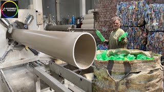 How Millions Waste Plastic Bottles Recycling into Large PVC Pipe  Assamble Process [upl. by Kerrill]