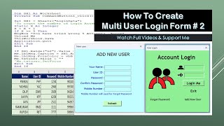 How To Create A Multi User Login Form In Excel VBA  Part 2 [upl. by Niamert649]