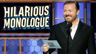 Golden Globes Highlights Ricky Gervais Hilarious Monologue [upl. by Dnalyaw440]