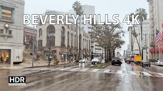 Rainy Beverly Hills  Scenic Drive 4K HDR  Los Angeles USA [upl. by Deacon]