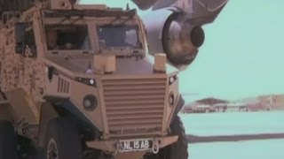 British Army Foxhound patrol vehicles arrive in Afghanistan [upl. by Eniladam]